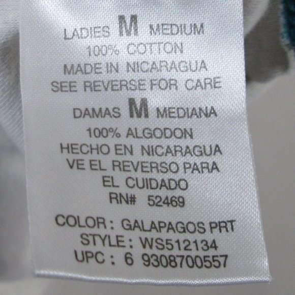 White Stag Womens Teal and White Floral Scoop Neck Cotton Shirt Size M P… - Picture 4 of 5